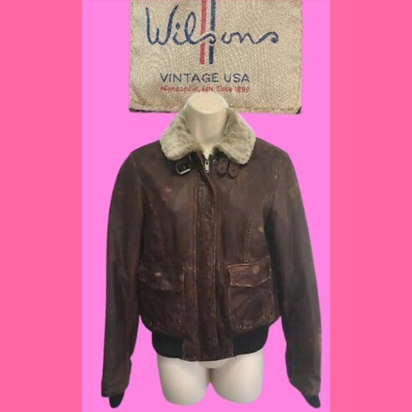 WILSONS VINTAGE Jackets & Blazers - WILSONS VINTAGE USA BROWN LEATHER BOMBER JACKET